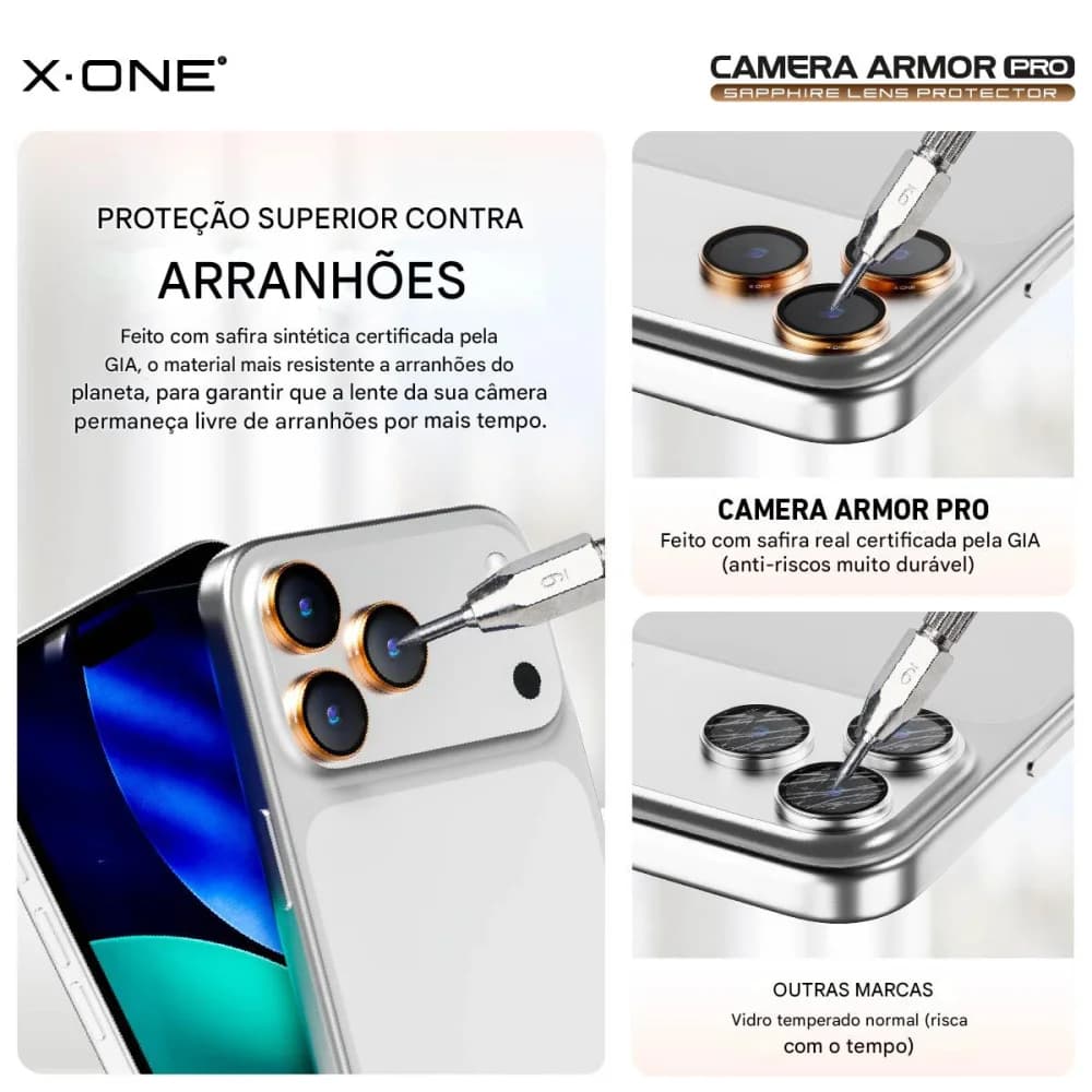 Camera Armor Pro X-ONE Para iPhone 17 Pro / 17 Pro Max - Prata