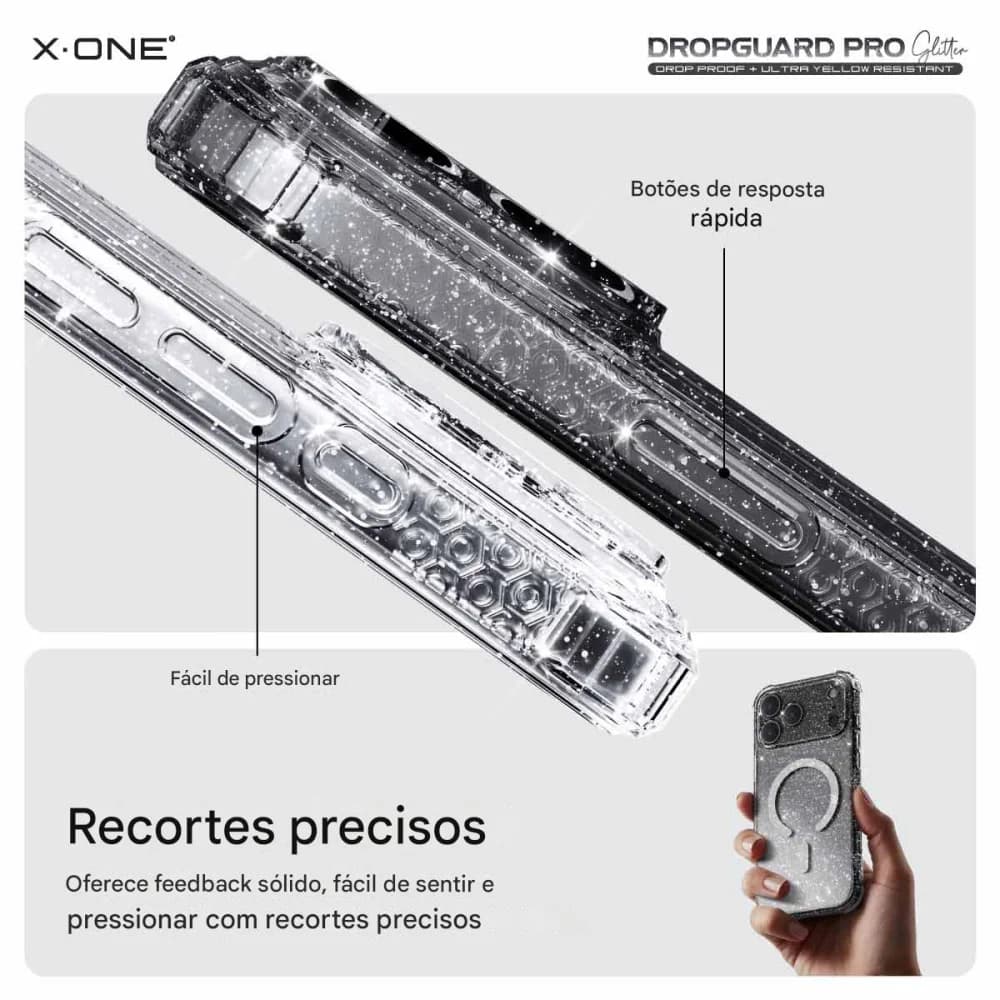 Capa X-ONE Dropguard Pro Glitter Magsafe Para iPhone 17 Pro Max