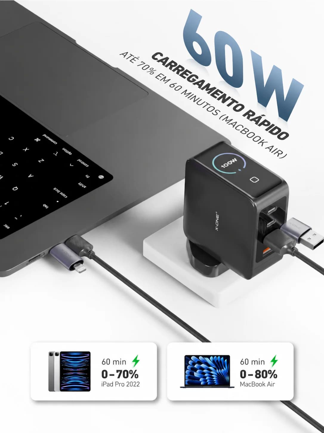 Cabo X-ONE  Quantum Flex 60W 4 em 1 (Multi-Dispositivos)