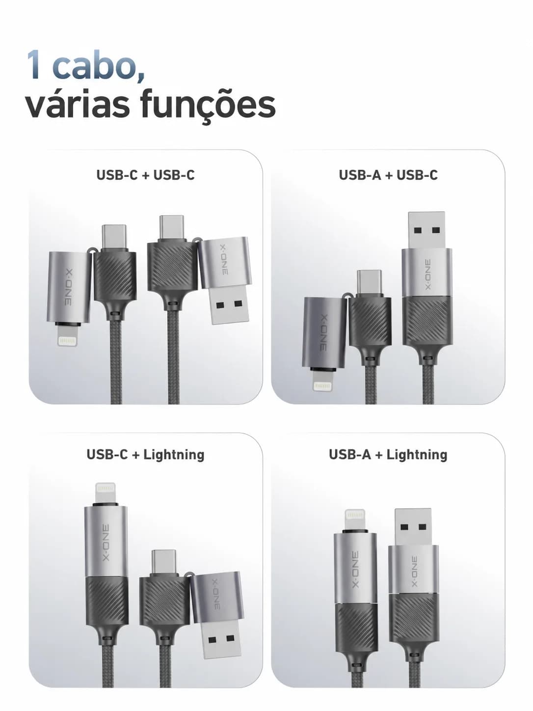 Cabo X-ONE  Quantum Flex 60W 4 em 1 (Multi-Dispositivos)