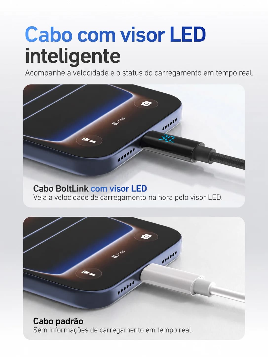 Cabo X-ONE BoltLink 100W USB-C com Display LED