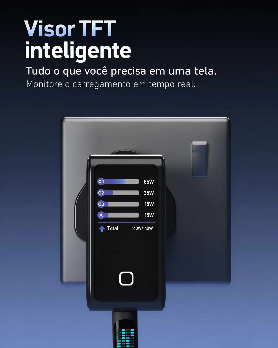 Carregador X-ONE Charge Pro 140W GaN com Display