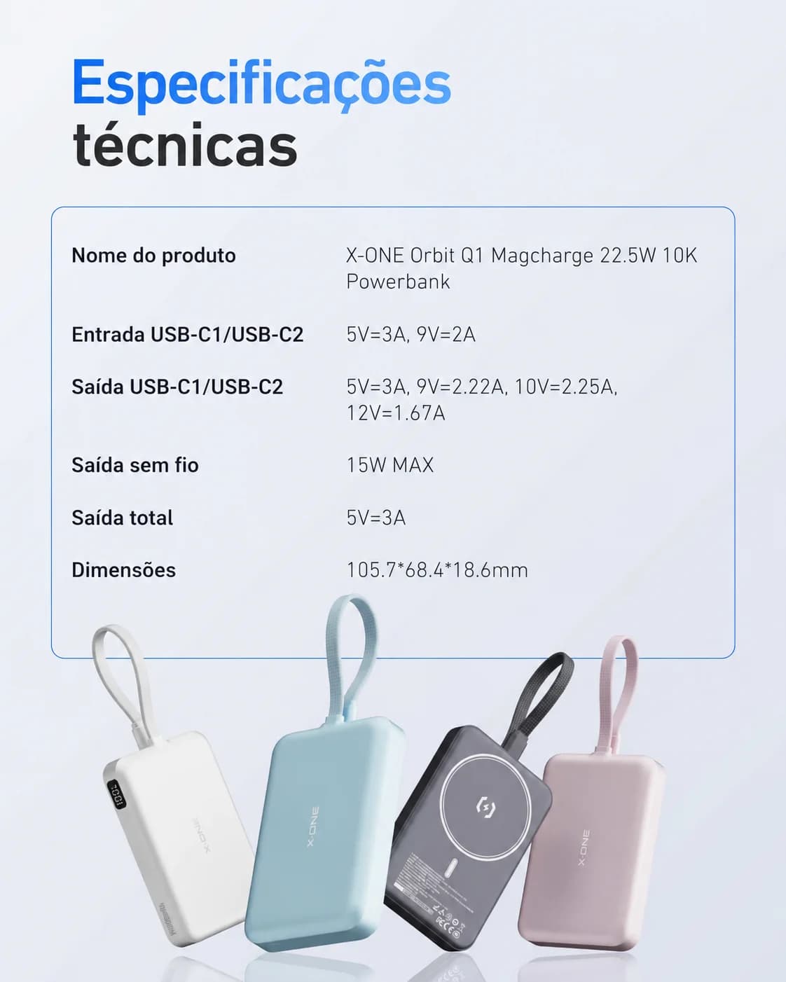 Carregador Portátil X-ONE Orbit MagCharge 10.000 mAh