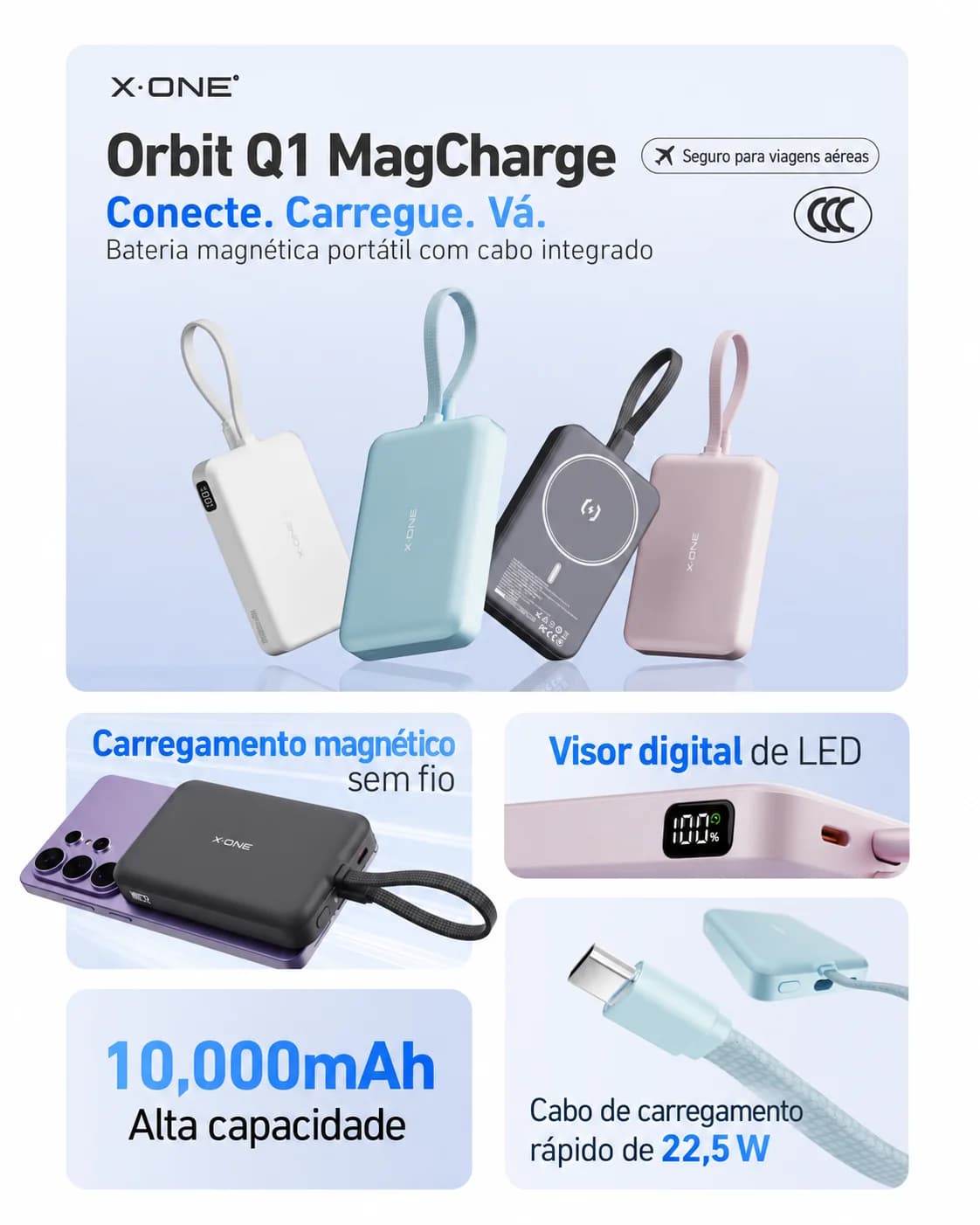 Carregador Portátil X-ONE Orbit MagCharge 10.000 mAh