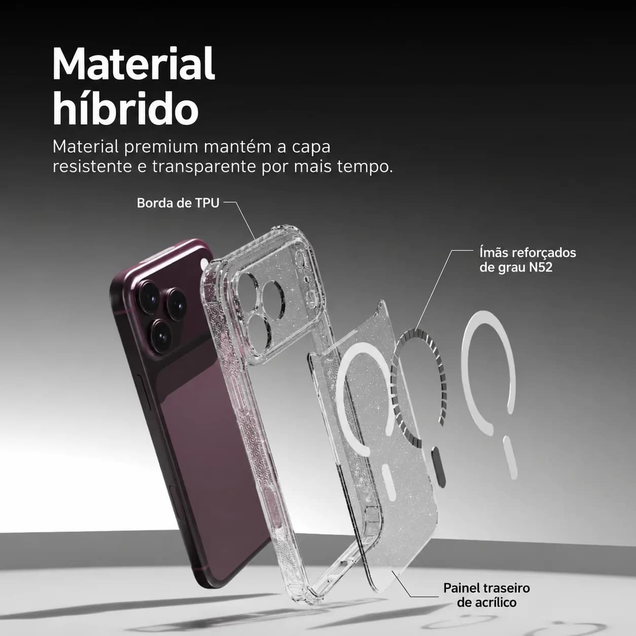 Capa Dropguard Pro Glliter com EnduraClear™ para iPhone 18 Pro Max